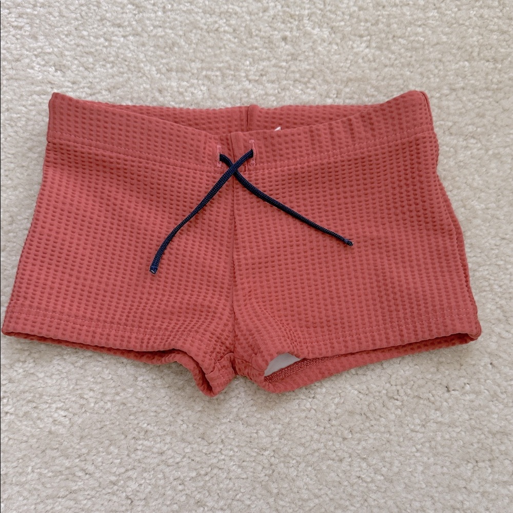 Minnow Swim boys brief Nantucket red with Navy Drawstring sz 2T